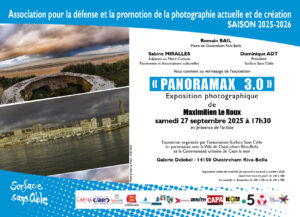 Invitation au vernissage de l'exposition "PANORAMAX 3.0" du photographe Maximilien Le Roux