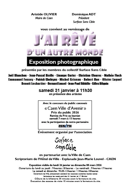 Invitation vernissage j'ai rêvé d'un autre monde à Caen